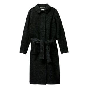 Aritzia Wilfred Broquerie Long Wool Alpaca Mohair Coat in Grey/Black Size Large